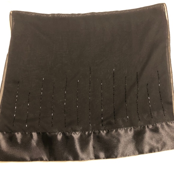 Accessories - Black Sheer Wrap with Satin Trim and Beads 70X20